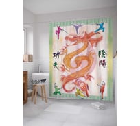 Штора (занавеска) для ванной JoyArty "Воины дракона" из сатена, 180х200 см с крючками, sc_15790