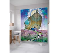 Штора (занавеска) для ванной JoyArty "Звери у ковчега" из сатена, 180х200 см с крючками, sc_20010