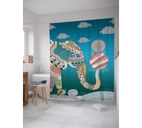 Штора (занавеска) для ванной JoyArty "Слон волшебник" из сатена, 180х200 см с крючками, sc_22435