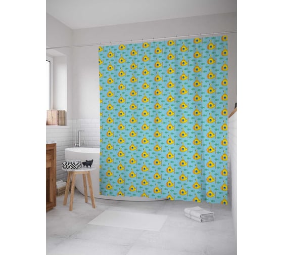 Штора (занавеска) для ванной JoyArty "Окружение подлодок" из сатена, 180х200 см с крючками, sc_22371 1