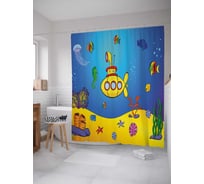 Штора (занавеска) для ванной JoyArty "Морские находки" из сатена, 180х200 см с крючками, sc_22368