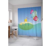 Штора (занавеска) для ванной JoyArty "Подводная лодочка" из сатена, 180х200 см с крючками, sc_22367