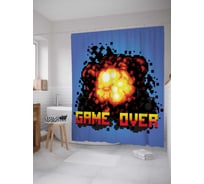 Штора (занавеска) для ванной JoyArty "Конец игры" из сатена, 180х200 см с крючками, sc_23512