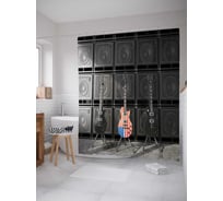 Штора (занавеска) для ванной JoyArty "Американская гитара" из сатена, 180х200 см с крючками, sc_20683