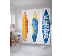 Штора (занавеска) для ванной JoyArty "Красочные серфы" из сатена, 180х200 см с крючками, sc_15650