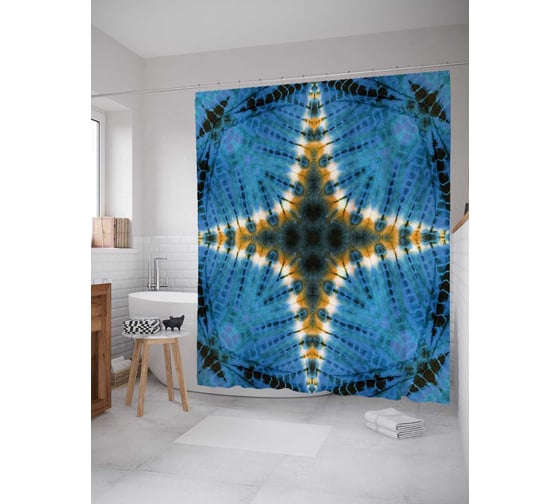 Штора (занавеска) для ванной JoyArty "Звездное воображение" из сатена, 180х200 см с крючками, sc_20350