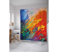 Штора (занавеска) для ванной JoyArty "Пламенные краски" из сатена, 180х200 см с крючками, sc_21401