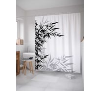 Штора (занавеска) для ванной JoyArty "Лиственные объятия" из сатена, 180х200 см с крючками, sc_15776
