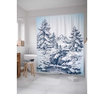 Штора (занавеска) для ванной JoyArty "Ледяной водопад" из сатена, 180х200 см с крючками, sc_15848