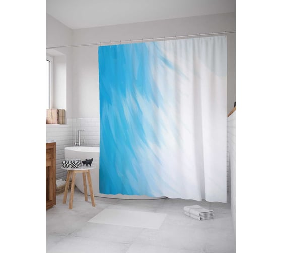 Штора (занавеска) для ванной JoyArty "Сбалансированные облака" из сатена, 180х200 см с крючками, sc_16351 1