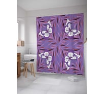 Штора (занавеска) для ванной JoyArty "Бабочки в квадрате" из сатена, 180х200 см с крючками, sc_23335