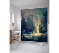 Штора (занавеска) для ванной JoyArty "Подводный лес" из сатена, 180х200 см с крючками, sc_23000
