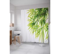 Штора (занавеска) для ванной JoyArty "Лиственная композиция" из сатена, 180х200 см с крючками, sc_15787