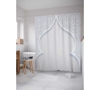 Штора (занавеска) для ванной JoyArty "Серая Восточная арка" из сатена, 180х200 см с крючками, sc_19981