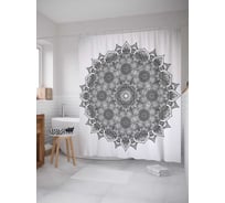 Штора (занавеска) для ванной JoyArty "Цветочная безмятежность" из сатена, 180х200 см с крючками, sc_21207