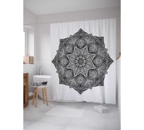 Штора (занавеска) для ванной JoyArty "Цветочный рельеф" из сатена, 180х200 см с крючками, sc_21216