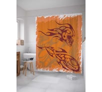 Штора (занавеска) для ванной JoyArty "Огненный футбол" из сатена, 180х200 см с крючками, sc_16541