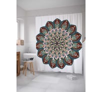 Штора (занавеска) для ванной JoyArty "Цветочные традиции" из сатена, 180х200 см с крючками, sc_21200