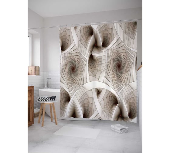 Штора (занавеска) для ванной JoyArty "Поток мыслей" из сатена, 180х200 см с крючками, sc_20831 1