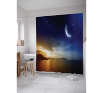 Штора (занавеска) для ванной JoyArty "Лунно-морское свидание" из сатена, 180х200 см с крючками, sc_19644