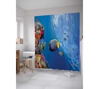 Штора (занавеска) для ванной JoyArty "Морской мир" из сатена, 180х200 см с крючками, sc_19648