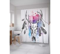 Штора (занавеска) для ванной JoyArty "Первобытный оберег" из сатена, 180х200 см с крючками, sc_17713