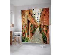 Штора (занавеска) для ванной JoyArty "Узкая улочка" из сатена, 180х200 см с крючками, sc_20645