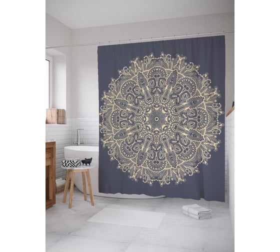 Штора (занавеска) для ванной JoyArty "Вселенная цветет" из сатена, 180х200 см с крючками, sc_21196