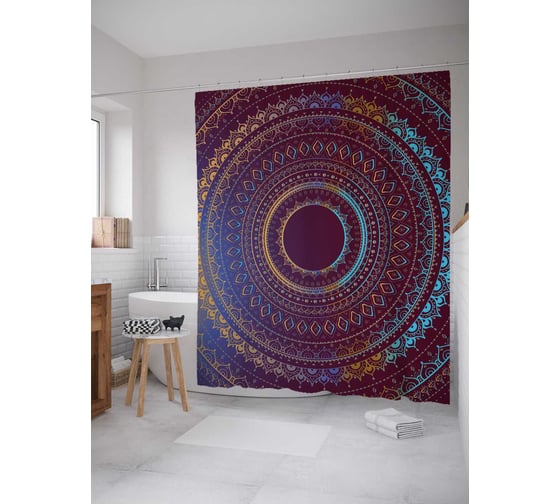 Штора (занавеска) для ванной JoyArty "Бесконечный градиент" из сатена, 180х200 см с крючками, sc_21190 1