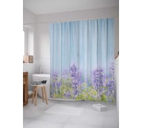 Штора (занавеска) для ванной JoyArty "Художество на заборе" из сатена, 180х200 см с крючками, sc_20974