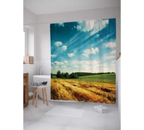 Штора (занавеска) для ванной JoyArty "Ветренный день" из сатена, 180х200 см с крючками, sc_13663