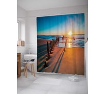 Штора (занавеска) для ванной JoyArty "Скелет корабля" из сатена, 180х200 см с крючками, sc_20549