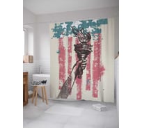 Штора (занавеска) для ванной JoyArty "Факел статуи свободы" из сатена, 180х200 см с крючками, sc_20701