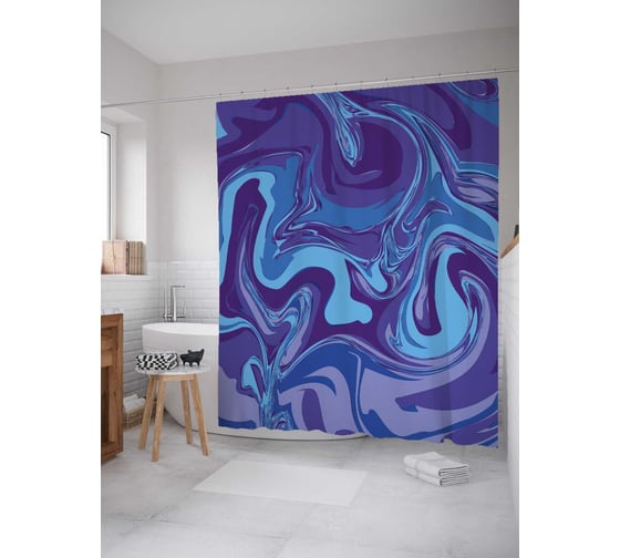 Штора (занавеска) для ванной JoyArty "Погружение в океан" из сатена, 180х200 см с крючками, sc_207099 1