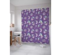 Штора (занавеска) для ванной JoyArty "Волшебные единорожки" из сатена, 180х200 см с крючками, sc_207097