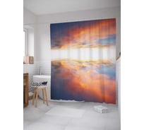 Штора (занавеска) для ванной JoyArty "Небесная облачность" из сатена, 180х200 см с крючками, sc_17602