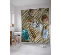 Штора (занавеска) для ванной JoyArty "Бутылки с секретами" из сатена, 180х200 см с крючками, sc_20849