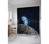 Штора (занавеска) для ванной JoyArty "Наблюдение с луны" из сатена, 180х200 см с крючками, sc_19645