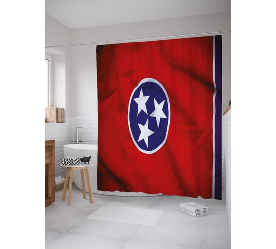 Штора (занавеска) для ванной JoyArty "Флаг со звездами" из сатена, 180х200 см с крючками, sc_11197 1