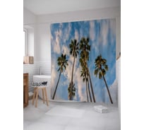 Штора (занавеска) для ванной JoyArty "Гигантские пальмы" из сатена, 180х200 см с крючками, sc_21009