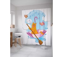 Штора (занавеска) для ванной JoyArty "Дождевая песня" из сатена, 180х200 см с крючками, sc_20508