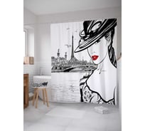 Штора (занавеска) для ванной JoyArty "Привлекательный париж" из сатена, 180х200 см с крючками, sc_21033