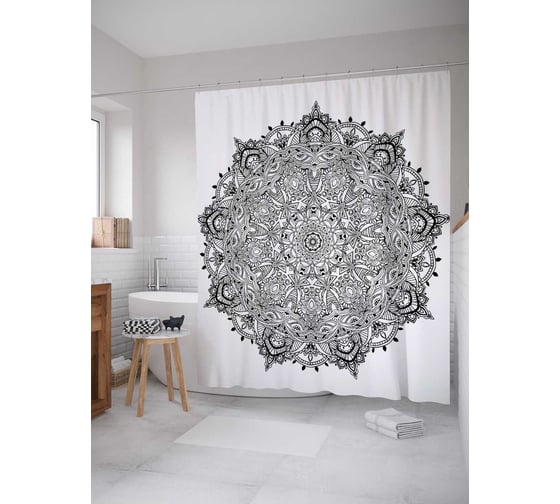 Штора (занавеска) для ванной JoyArty "Сложность судьбы" из сатена, 180х200 см с крючками, sc_21198 1