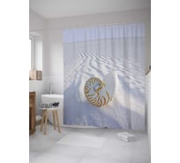 Штора (занавеска) для ванной JoyArty "Одинокая ракушка" из сатена, 180х200 см с крючками, sc_11803