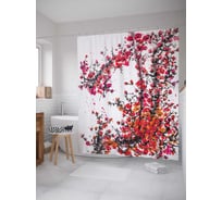 Штора (занавеска) для ванной JoyArty "Цветы безумия" из сатена, 180х200 см с крючками, sc_19979