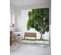 Штора (занавеска) для ванной JoyArty "В тени дерева" из сатена, 180х200 см с крючками, sc_17617