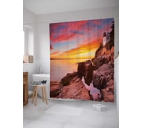 Штора (занавеска) для ванной JoyArty "Морское жилье" из сатена, 180х200 см с крючками, sc_20758