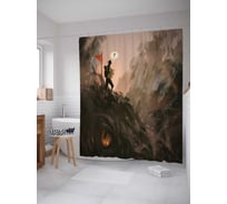 Штора (занавеска) для ванной JoyArty "Мир фантазий" из сатена, 180х200 см с крючками, sc_23003