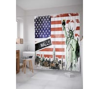 Штора (занавеска) для ванной JoyArty "Американский взгляд" из сатена, 180х200 см с крючками, sc_20708