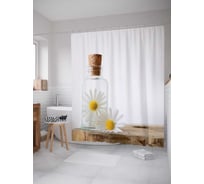 Штора (занавеска) для ванной JoyArty "Ромашковый аромат" из сатена, 180х200 см с крючками, sc_20848